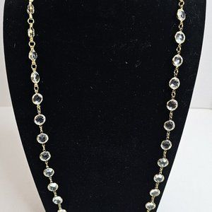 Gold Tone Clear Circular Faceted Crystal Link Necklace